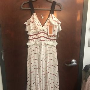 Self-Portrait Polka Dot Cold Shoulder Midi Dress